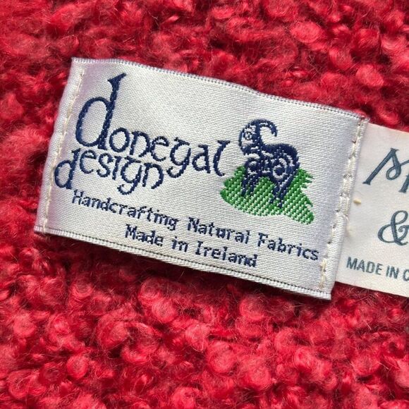 VTG DONEGAL DESIGN IRELAND Mohair Silk Wool Fringe Scarf VINTAGE Nubby Knit Pink - Picture 5 of 11